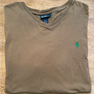 Polo by Ralph Lauren  Size Large Tan V Neck Cotton Short Sleeve T-Shirt‎